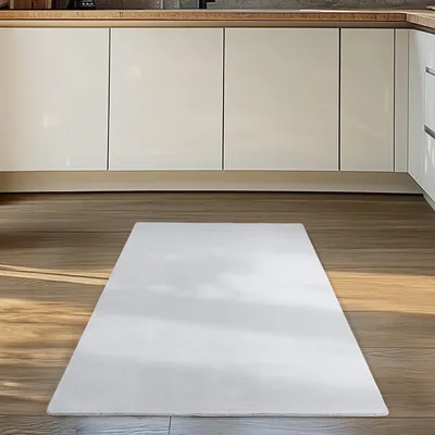 Produktbild von Weiße Läufer 80x150 cm - Kurzflor, waschbar und rutschfest, modernes Design für Schlafzimmer, Küche und Flur