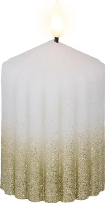 Produktbild von Lumineo LED Kerze warmweiß 10 x Ø 7 cm batteriebetrieben weiß/gold