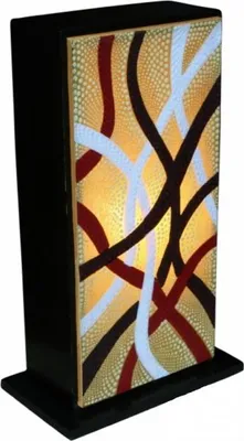 Produktbild von Deko-Leuchte Dotpainting, Tischlampe aus handbemaltem Baumwollstoff, Stimmungsleuchte