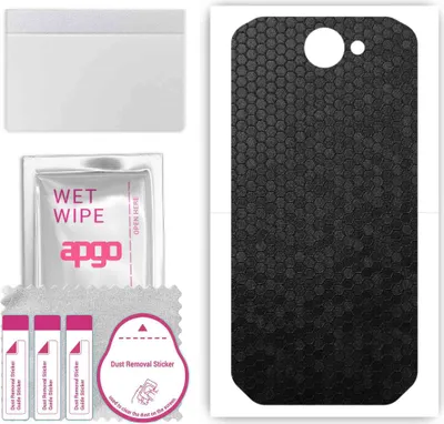 Produktbild von apgo Rückseite Schutzfolie, Skin, kompatibel mit Cat S48C, Hinten Displayschutzfolie aus Vinylfolie, kratzfest, einfache Montage - Schwarze Honigwabe