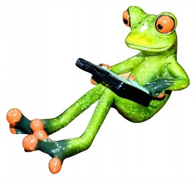 Produktbild von Art-Pol Porzellan-Frosch mit Tablet Sitzende Dekofigur