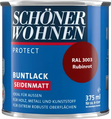 Produktbild von Schöner Wohnen Protect Buntlack Seidenmatt 375 ml Farbwahl, Farbe:RAL 3003 Rubinrot