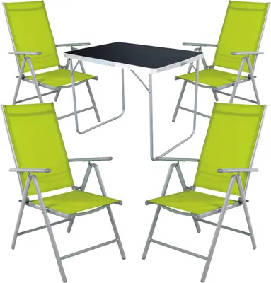 Produktbild von 5-tlg Camping Set Gartenmöbel Campingtisch + 4 Campingstuhl Klappstuhl