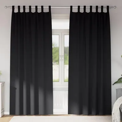 Image de Rideaux occultants avec anneaux 2 pcs Noir 260 x 140 cm