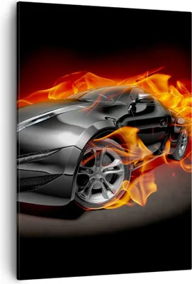 Produktbild von Bild auf Leinwand - Leinwandbild - Einteilig - Sportwagen Feuer Flammen Rauch - 50x70cm - Wand Bild - Wanddeko - Wandbilder - Leinwanddruck - Wanddekoration - Leinwand bilder - Wandbild - PA50x70-2656