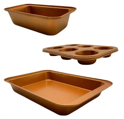 Produktbild von 3-teiliges Antihaft-Backformset, Kohlenstoffstahl