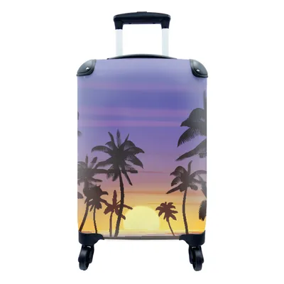 Produktbild von MuchoWow® Koffer Handgepäck Trolley Rollkoffer Kleine Reisekoffer mit 4 Rollen - Sonne - Palme - Meer - Cabin Size < 55x40x23 cm & 55x40x20 cm - Fotokoffer - Kabinenkoffer - Boardgepäck - Reise-Box - Reisekoffer - Reisegepäck - Koffer mit Bild - Trolley für Kinder