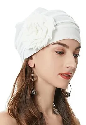 Zdjęcie produktu dla Czapka turban damska kwiatowa elastyczna na włosy dla kobiet