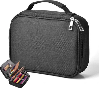 Obrázek produktu pro Dvoupatrová přihrádka na tužky – multifunkční organizér na psací potřeby – černá – 22 x 16,5 x 6,5 cm – školní taška pro chlapce