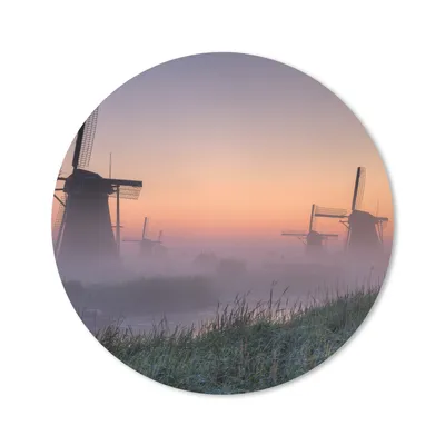 Produktbild von MuchoWow® Mauspad Mousepad Mühle - Niederlande - Nebel 50x50 cm - Mousepads - Maus Mat - Pad - Mausunterlage - Vinyl