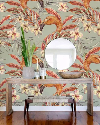 Produktbild von Coloray Fototapete 250x104 cm Vlies-Fototapete - Weinlese-Flamingo-Vögel