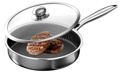 Produktbild von Antihaft-Bratpfanne mit Deckel für Induktion, Camping und BBQ