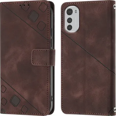 Obrázek produktu pro Pouzdro pro Motorola Moto E32 4G/E32S vyražené Flip kožené peněženkové pouzdro s funkcí stojánku Hnědý