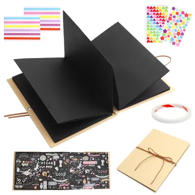 Produktbild von Fotoalbum zum Selbstgestalten - 34 Seiten DIY Scrapbook mit 2 Fotoecken und 2 Aufklebern - Fotobuch zum Einkleben - Klein