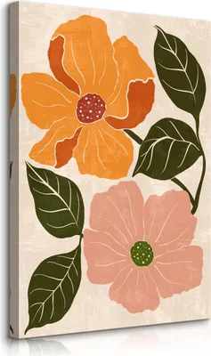Produktbild von Muralo Leinwandbild Canvas BLUMEN Blätter Abstraktion Wandbild Boho Stil Br. 30cm x Hö. 40cm
