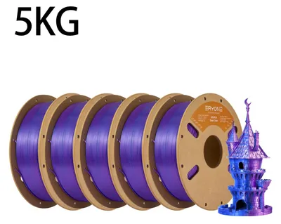 Obrázok produktu pre PLA vlákno pre 3D tlačiarne – Silk, dvojfarebné – priemer 1,75 mm – tolerancia ±0,03 mm – cievka s vláknom FDM, 5 kg – fialovo-modrá