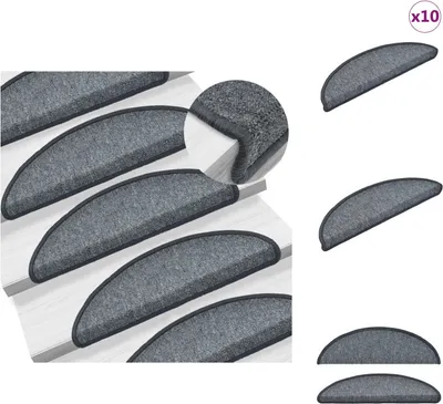 Immagine prodotto di vidaXL Tappetini per gradini 10 pezzi 56x17x3 cm grigio scuro - Tappetini per gradini