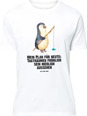 Produktbild von Mr. & Mrs. Panda Größe XL T-Shirt Pinguin Angler - Weiß - Geschenk, mit Spruch, Fischer, Shirt, Motiviert, Angel, Urlaub, Tshirt, Hobby