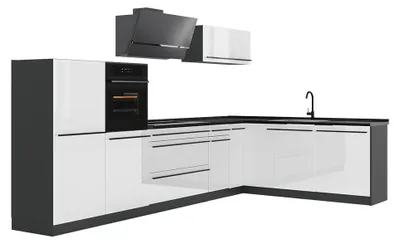 Obrázek produktu pro Rohová kuchyň Vicco R-Line Bílá vysoký lesk/Antracit 347 x cm bez pracovní desky, Model 66836