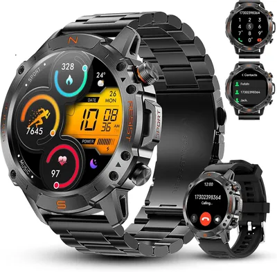 Produktbild von Smartwatch Herren 2025, 1.43" AMOLED mit 5ATM Wasserdicht, Kompass, 60 Tage Akku, 170+ Sportmodi, Bluetooth Anruf, Schlafmonitor, Fitnessuhr