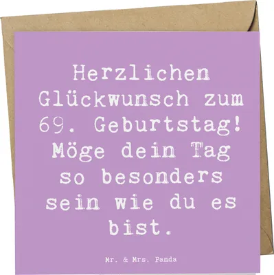 Produktbild von Mr. & Mrs. Panda Klappkarte Spruch 69. Geburtstag Besonderer Tag - Lavendeltraum - Geschenk, Erinnerungen, Glückwunschkarte, Happy Birthday, anlasskarte, Alter, faltkarte