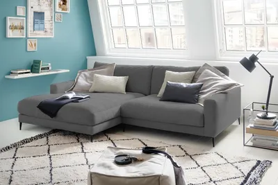 Produktbild von KAWOLA Ecksofa CARA Sofa Recamiere links Cord grau