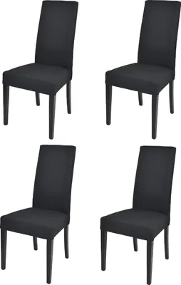 Produktbild von t m c s Tommychairs - 4er Set Moderne Stühle CHIARA für Küche und Esszimmer, robuste Struktur aus lackiertem Buchenholz Farbe Schwarz, gepolstert und mit Stoff in der Farbe Schwarz bezogen