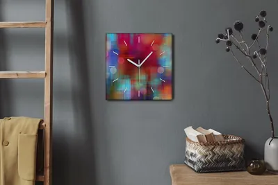 Produktbild von Coloray Hodiny Unikátní 30x30 cm  Tiché hodiny Pro obývací pokoj a kuchyň Nástěnné hodiny Plátno Bílé ručičky hodin - Abstrakce deště