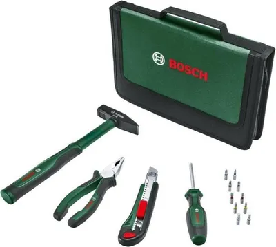 Produktbild von Bosch Handwerkzeug Set Easy Starter, 14-teilig, Inklusive Zange, Schraubendreher, Cutter, Hammer, Mit Werkzeugtasche