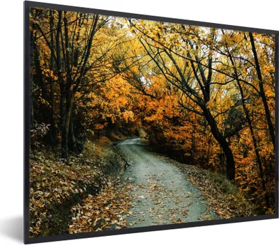 Produktbild von MuchoWow® Gerahmtes Poster Blätter - Herbst - Wald 40x30 cm - Poster mit Schwarzem Bilderrahmen Wandposter Rahmen Foto Bilder - Kunstposter - Wanddekorationen