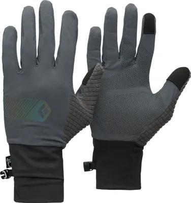 Lauf-Handschuhe "Deploy Gloves" von Black Diamond; grau mit strukturiertem Handflächenbereich und elastischen Bündchen.