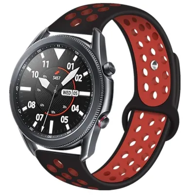 Produktbild von Strap-it Sportarmband – passend für Samsung Galaxy Watch 3 45 mm (Schwarz/Rot)