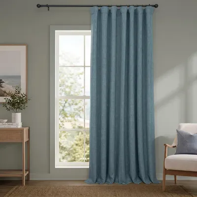 Raumverdunkelungsvorhang extra breit 100x96 cm, Leinenoptik, Blau