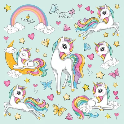 Produktbild von Sanders & Sanders Wandtattoo Einhörner Hellblau und Rosa 42 x 30 cm