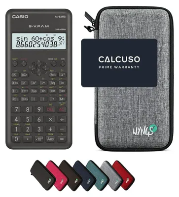 Produktbild von Casio fx-82MS 2nd edition inkl. WYNGS Schutztasche Hellgrau - Wissenschaftlicher Taschenrechner - Basic Set