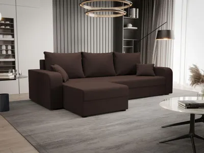 Obrázok produktu pre BEDANTE ECKSOFA HEWLET L BIS Cosmic 800 Left Brown s funkciou spania Pohovka v tvare L s úložným priestorom Posteľný box Pohovka do obývačky Gauč Rozkladacia pohovka Posteľný box