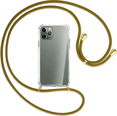 Produktbild von Handykette Backcover-Schutzhülle mit Band (Metall goldfarben) für Apple iPhone 11 Pro - khaki