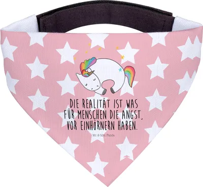 Produktbild von Mr. & Mrs. Panda Hund Halstuch Einhorn Nacht - Rot Pastell - Geschenk, Freundin, Hundehalstuch, Unicorn, Einhörner, Für Hunde, Menschen