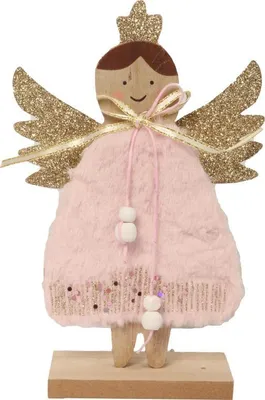 Image de Ange en bois avec fourrure, G19413