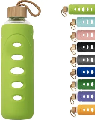 Productafbeelding van Glazen Drinkfles 1 L met Siliconen Hoes