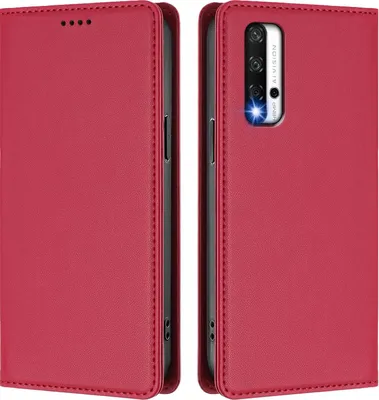 Obrázek produktu pro Kožené pouzdro pro Honor 20/Honor 20 Pro, magnetické flipové pouzdro zPolyuretankůže se stojánkem Červená