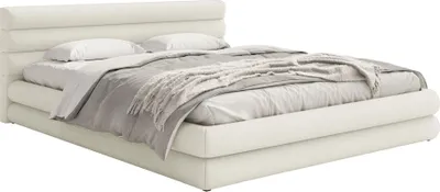 Produktbild von Selsey ALEGRE – Polsterbett mit Chenille-Bezug und Stauraum, Creme, 160x200 cm