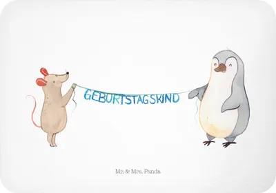 Produktbild von Mr. & Mrs. Panda Kühlschrankmagnet Maus Pinguin Geburtstag - Weiß - Geschenk, Geburtstage, Happy Birthday, haftmagnet, Geburtstagsgeschenk, magnet, Notizhalter