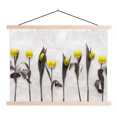 Produktbild von MuchoWow® Textilposter Blumen - Tulpen - Marmor 40x30 cm mit holzfarbenen Rahmen - Bilder