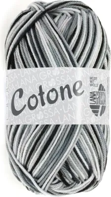 Produktbild von Lana Grossa - Cotone Print 0317 weiß silbergrau dunkelgrau schwarz