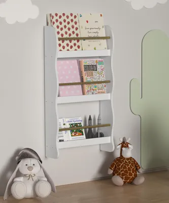 Produktbild von VCM Holzregal hängend | platzsparendes Kinder Regal | Maße: H. 80 x B. 43 x T. 14 cm | Elegantes Regal hängend | Aufbewahrungsregal | Bücherregal | Wandboard - Kilaro