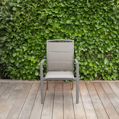 Image de Fauteuil Modulo structure aluminium grise et assise textilène grise