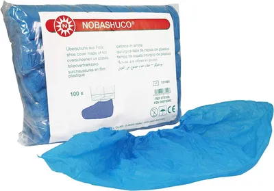 Imagen del producto de Cubrezapatos azules, 100 unidades, de un solo uso, de polipropileno, para uso en interiores y exteriores