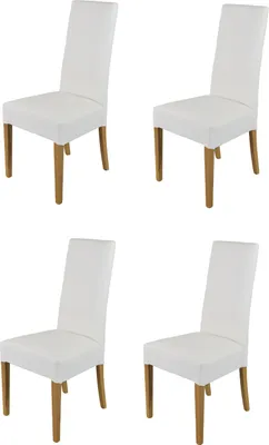 Produktbild von t m c s Tommychairs - 4er Set Moderne Stühle LUISA für Küche und Esszimmer, robuste Struktur aus lackiertem Buchenholz Farbe Eiche, Gepolstert und mit Kunstleder in der Farbe Weiss bezogen