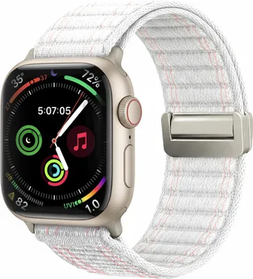 Produktbild von Smartwatch Armband für Apple Watch Series 1 38mm Nylon Textil Band Ersatzband Wechselband Magnetverschluss flexibel atmungsaktiv Weiß